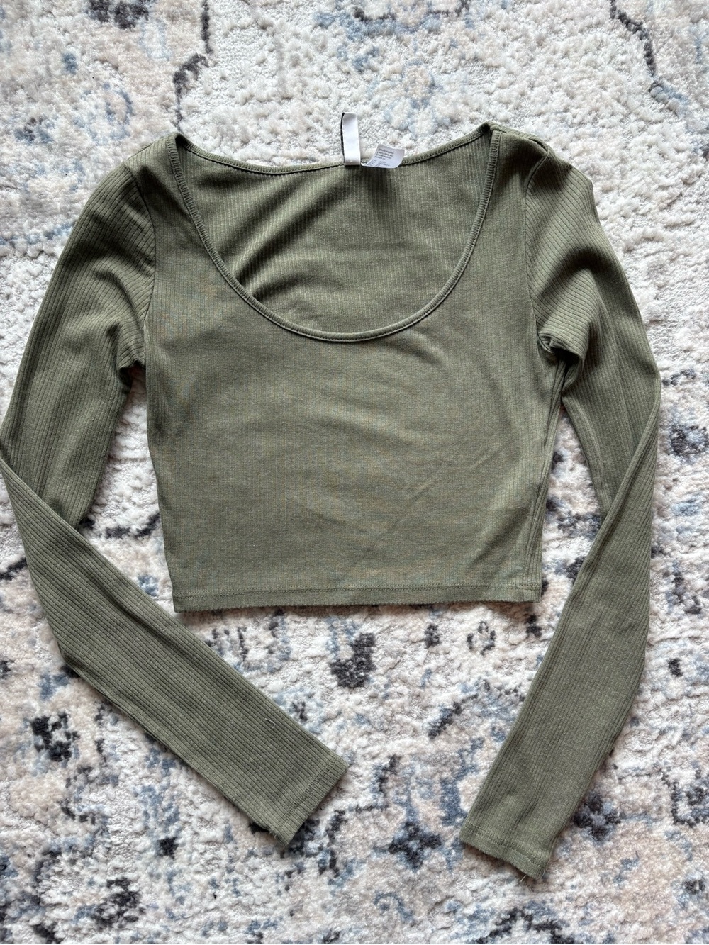 H&M Olive Green Long-Sleeve Crop Top